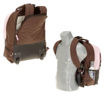 4er SET ELEPHANT FLORA Trolley Schultrolley + Sporttasche + Mäppchen + Regenschutz / Rucksacktrolley / Rosa BRAUN - 