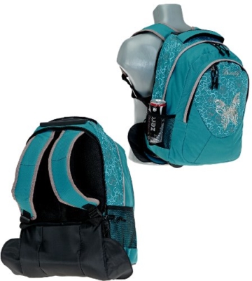 BESTWAY Rucksacktrolley ROLLY Schulrucksack Trolley Rucksack + Regencover 2400 AQUA PAPILLON - 