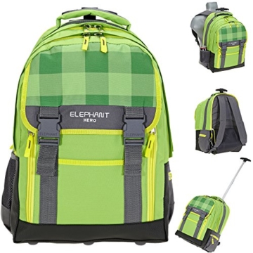 ELEPHANT HERO2 Trolley Schultrolley Rucksacktrolley Trolly 12365 (Plaid Grün) - 