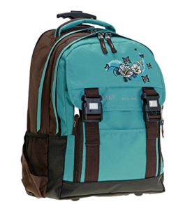 ELEPHANT Schultrolley Schulrucksack Trolley + Regenhülle BUTTERFLY Flower Türkis -