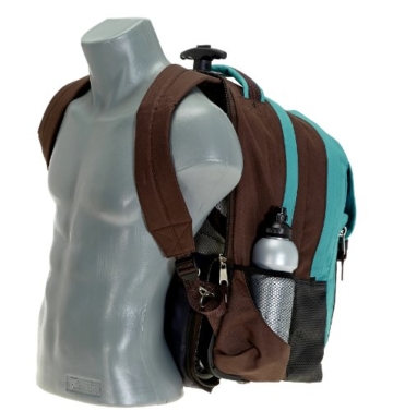 ELEPHANT Schultrolley Schulrucksack Trolley + Regenhülle BUTTERFLY Flower Türkis - 