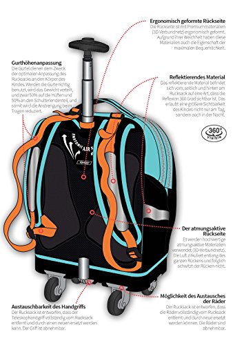 Exclusiv * Schmetterling Mädchen Superlight Smart Schulranzen-Schulrucksack mit Rollen 50x28x20cm Trolley Koffer Handgepäck EDEL - 