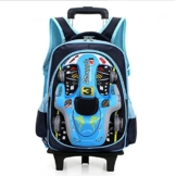 GudeHome Schultrolley Schulranzen mit Abnehmbar Rollen 3D Auto Schultasche Schulrucksack mit Rollen für Jungen Mädchen Kinder Blau -