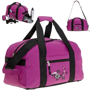 MEGA SET Trolley ELEPHANT Schultrolley Schulrucksack Ranzen + Sporttasche + Federmäppchen + Mäppchen + Trinkflasche + Regenschutz Butterfly MAGENTA - 