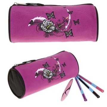 MEGA SET Trolley ELEPHANT Schultrolley Schulrucksack Ranzen + Sporttasche + Federmäppchen + Mäppchen + Trinkflasche + Regenschutz Butterfly MAGENTA - 