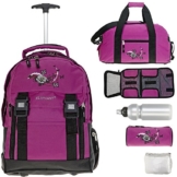 MEGA SET Trolley ELEPHANT Schultrolley Schulrucksack Ranzen + Sporttasche + Federmäppchen + Mäppchen + Trinkflasche + Regenschutz Butterfly MAGENTA -