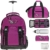 MEGA SET Trolley ELEPHANT Schultrolley Schulrucksack Ranzen + Sporttasche + Federmäppchen + Mäppchen + Trinkflasche + Regenschutz Butterfly MAGENTA -