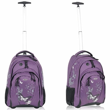 Schultrolley BESTWAY Schulrucksack Trolley FLOWER und Butterfly 33 Liter Farbauswahl (Papillon Lila ( Lila )) - 