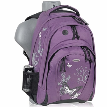 Schultrolley BESTWAY Schulrucksack Trolley FLOWER und Butterfly 33 Liter Farbauswahl (Papillon Lila ( Lila )) - 