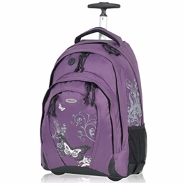 Schultrolley BESTWAY Schulrucksack Trolley FLOWER und Butterfly 33 Liter Farbauswahl (Papillon Lila ( Lila )) -