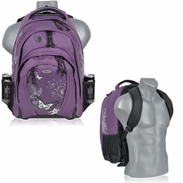 Schultrolley BESTWAY Schulrucksack Trolley FLOWER und Butterfly 33 Liter Farbauswahl (Papillon Lila ( Lila )) - 