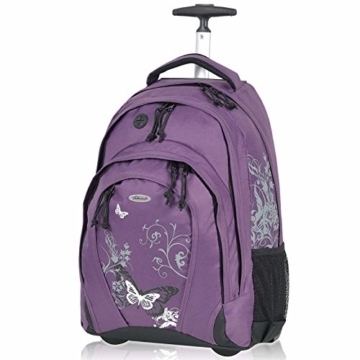 Schultrolley BESTWAY Schulrucksack Trolley FLOWER und Butterfly 33 Liter Farbauswahl (Papillon Lila ( Lila )) -