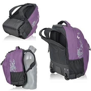 Schultrolley BESTWAY Schulrucksack Trolley FLOWER und Butterfly 33 Liter Farbauswahl (Papillon Lila ( Lila )) - 