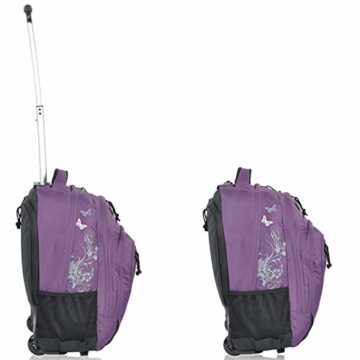 Schultrolley BESTWAY Schulrucksack Trolley FLOWER und Butterfly 33 Liter Farbauswahl (Papillon Lila ( Lila )) - 