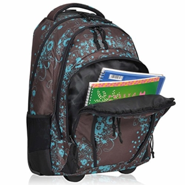 Schultrolley FABRIZIO Schulrucksack Trolley Valencia Flowers 33 Liter Engelblau - 