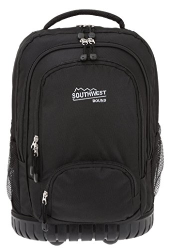SOUTHWEST Trolley Rucksack SAMMY2 mit Kunststoffboden + Trinkflasche (Schwarz 0100) - 