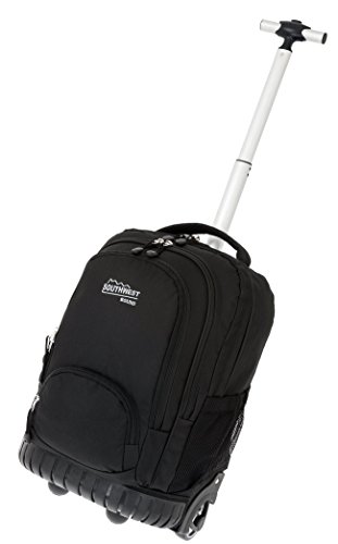 SOUTHWEST Trolley Rucksack SAMMY2 mit Kunststoffboden + Trinkflasche (Schwarz 0100) -