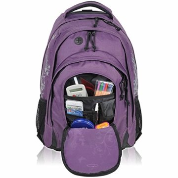 Rucksacktrolley KEANU Schultrolley Rucksack :: 33 Liter, 2 Seiten-Netze, 2 A4 Fächer, Organizer :: Schulranzen Schulrucksack (Lila Butterfly) - 3