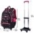 Schultrolleys Mädchen,Coofit Trolley Rucksa Kindertrolley Schultrolley Trolley Rucksack mit Rollen Rucksacktrolley Schulrucksack Schulranzen Trolley Tasche (Schwarz mit Blau) (Schwarz mit Rose) - 2