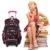 Schultrolleys Mädchen,Coofit Trolley Rucksa Kindertrolley Schultrolley Trolley Rucksack mit Rollen Rucksacktrolley Schulrucksack Schulranzen Trolley Tasche (Schwarz mit Blau) (Schwarz mit Rose) - 8