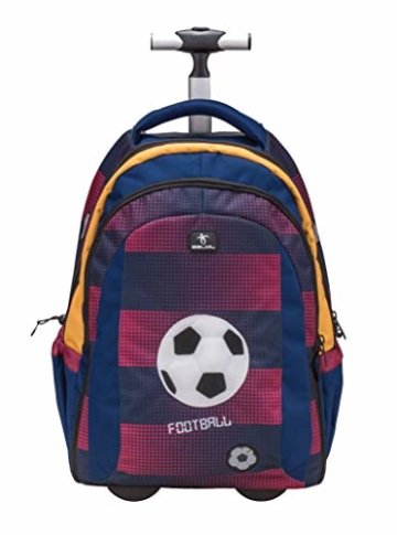Belmil Schultrolley Trolley Rucksack Schulranzen mit Rollen Jungen/Fußball, Football/Blau (338-45 Football Club) - 2